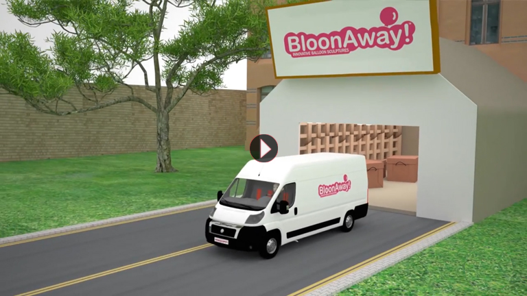 BloonAway01 3d balloon delivery van on route