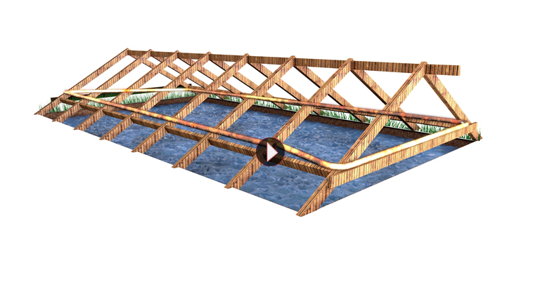 Jumamaji 3d construction of wooden frame on top of water