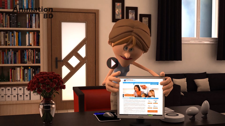 Zorg 3d catoon character is showing screen