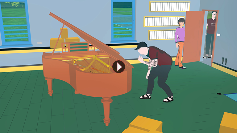 aamPiano01 cartoon movers inspecting piano