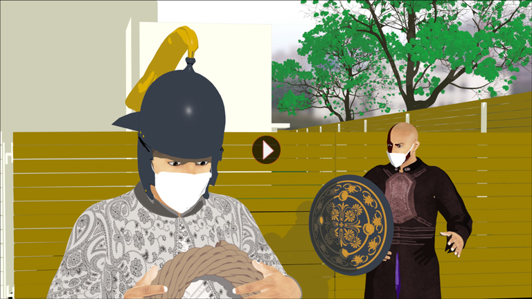 begalFresh01 cartoony masked characters with shields