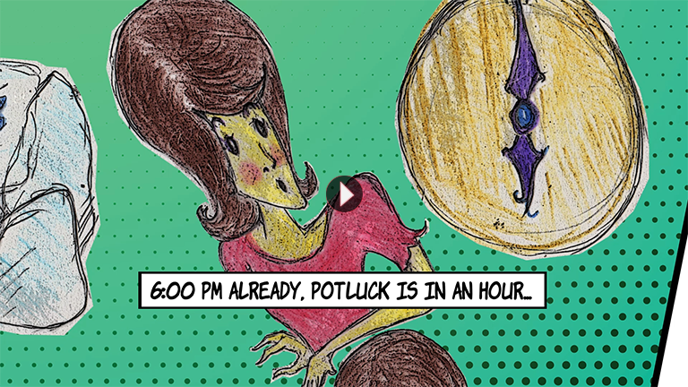 imigo01 cartoon woman looking at clock